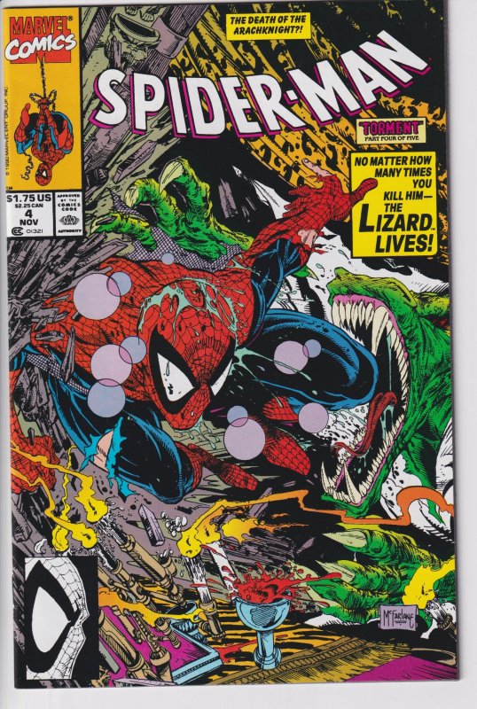 SPIDER-MAN #4 (Nov 1990) NM- 9.2 white!