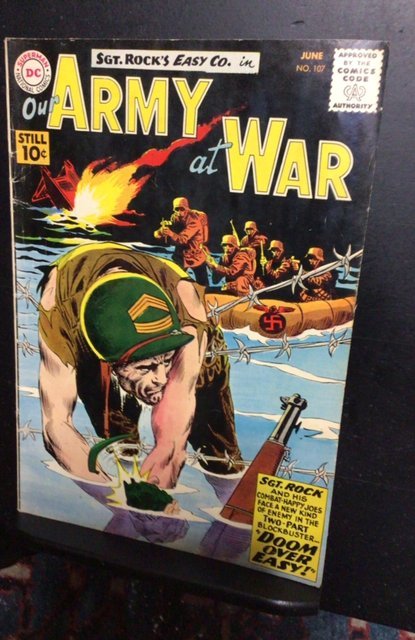 Our Army at War #107 (1961) Sharp black Sergeant rock Kubert cvr FN- Oregon CERT