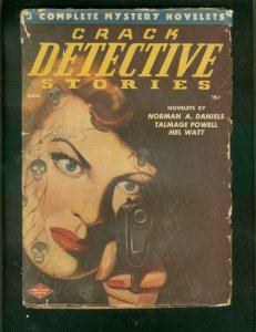 CRACK DETECTIVE STORIES PULP-AUG 1947-SKULL GGA COVER VG