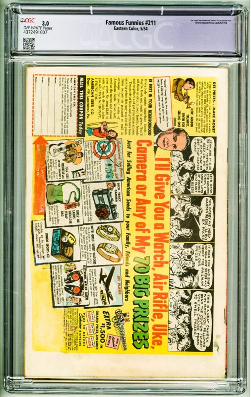 Famous Funnies #211 (1954) CGC Restored 3.0 see desc Frank Frazetta cover!