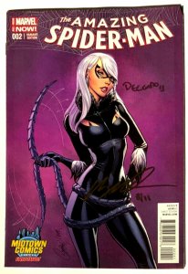 AMAZING SPIDER-MAN #2 (2015) MIDTOWN COMICS CAMPBELL COVER SIGNED RAMOS DELGADO