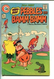 TEEN AGE PEBBLES AND BAMM-BAMM- #17-1973-CHARLTON-UNUSUAL GOLF COVER-vg/fn