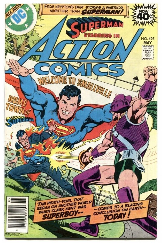 ACTION COMICS #495-DC BLUE LOGO PRINTING ERROR/VARIANT-SUPERMAN