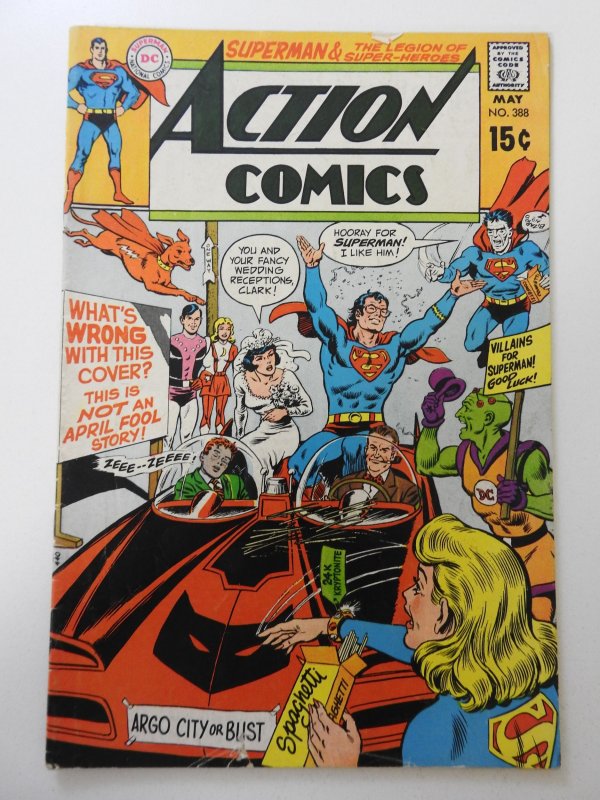Action Comics #388 (1970) VG+ Condition 1/2 in tear fc