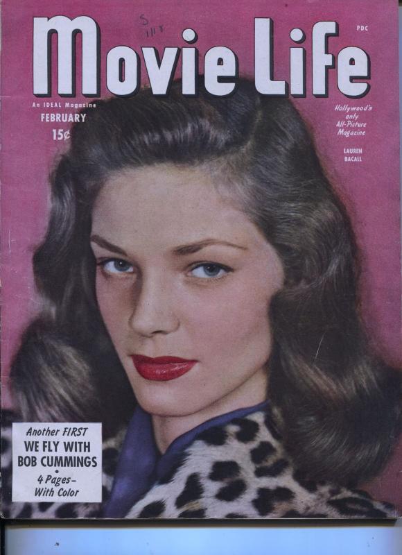 Movie Life-Lauren Becall-Gregory Peck-Jane Russell-Bob Cummings-Feb-1946