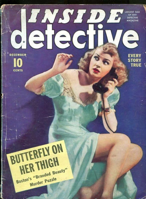 INSIDE DETECTIVE-12/1940-BUTTERFLY-HYPNOTIC KILLER-SHAKEDOWN-DEATH TRAP G