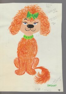HAPPY BIRTHDAY Orange Dog w/ Green Bow & Collar 6.5x9 Greeting Card Art #B1141