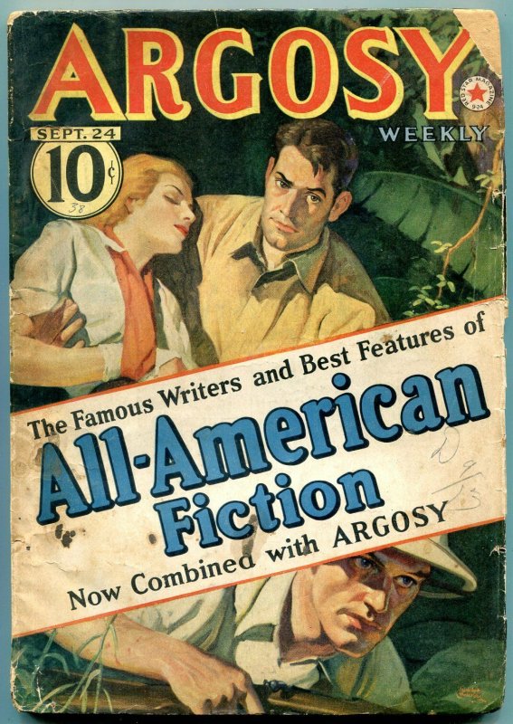 Argosy Pulp Sept 24 1938- Hornblower- Luke Short- Belarski G+