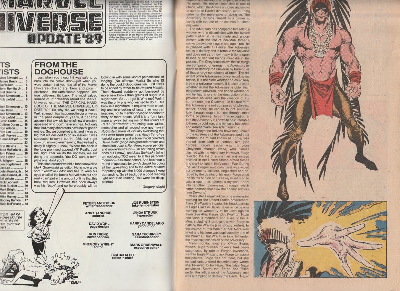Official Hand book to The Marvel Universe Update ’89 # 1