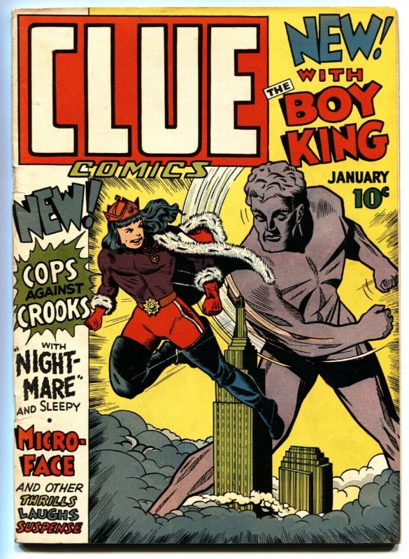 Clue Comics #1-1943 Hillman Golden-Age rare first issue-Superhero format