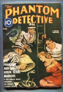 Phantom Detective-Nov 1940-snake torture cover-Rare Pulp Magazine