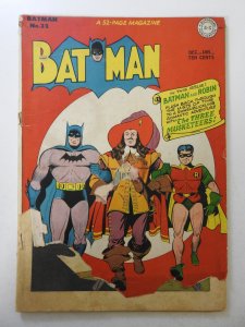 Batman #32 (1945) PR cover detached, 4 in cumulative spine split, moisture stain