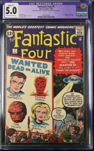 Marvel Comics The Fantastic Four #7 CGC Restored Grade 5.0 1st Appearance Kurrgo