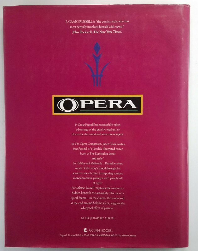 Opera by P Craig Russell #255/325 Signed & Numbered HC Eclipse Parsifal Salome