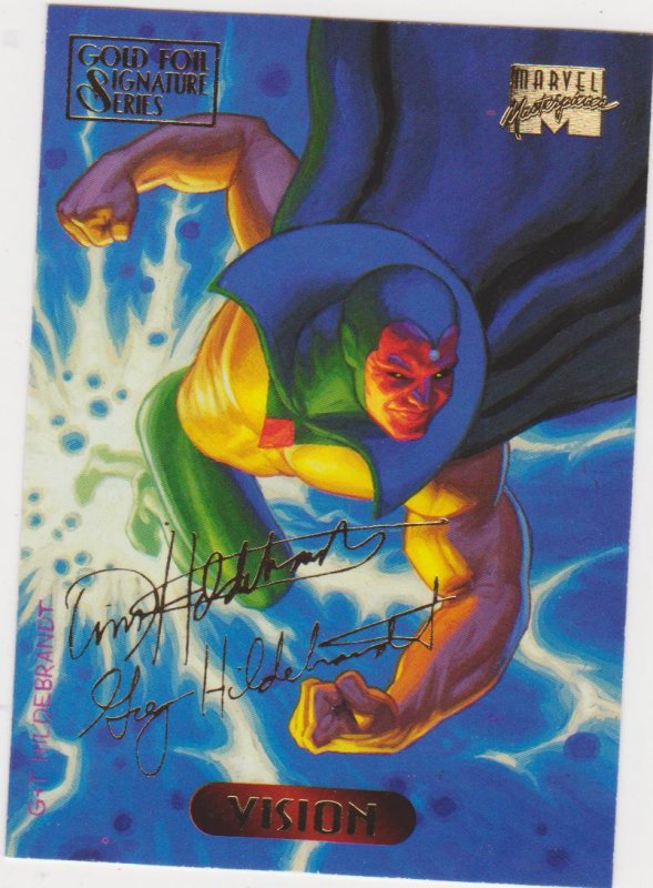 1994 Marvel Masterpieces Gold Foil Signature Series #132 Vision/Hilderbrandt