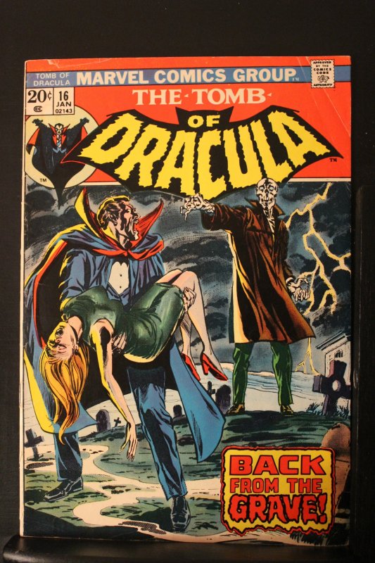 Tomb of Dracula #16 1974 Mid-High-Grade FN/VF homage cover Baffling Mysteries #7