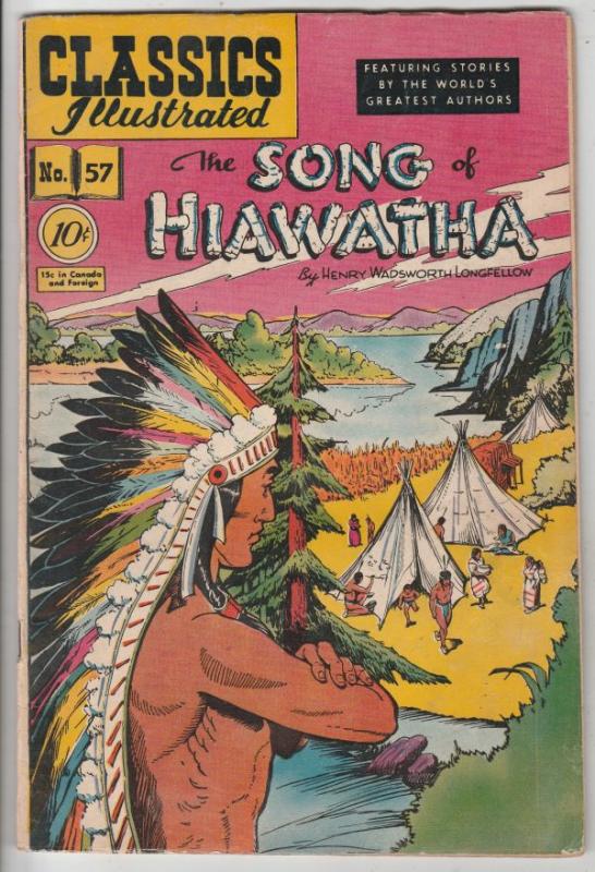 Classics Illustrated #57 (Sep-56) FN- High-Grade Hiawatha
