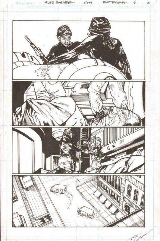 Pandemica #4 pg 10 Original Art Alex Sanchez bestselling author Jonathan Maberry 