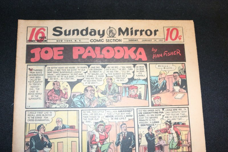 1951 Sunday Mirror Weekly Comic Section January 14th (VF) Superman Joe Palooka