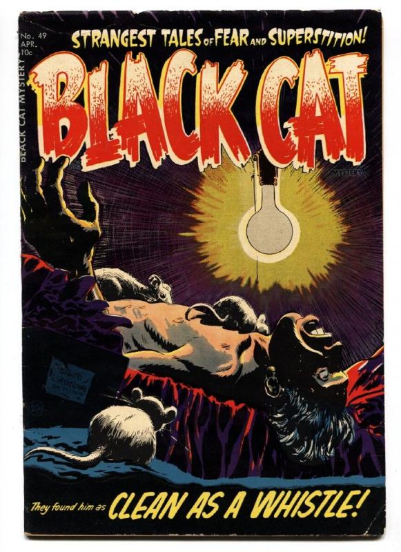 Black Cat Mystery #49 1954 COMIC BOOK Rat torture cover-Pre-Code horror