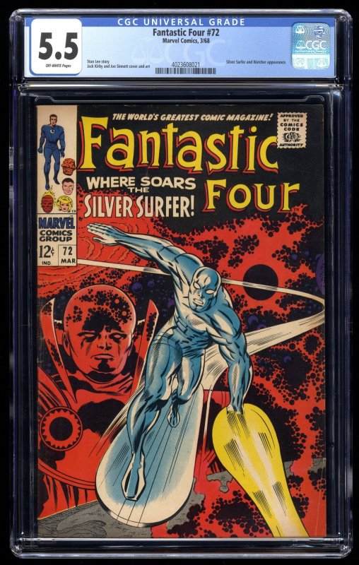 Fantastic Four #72 CGC FN- 5.5 Silver Surfer Watcher Stan Lee Jack Kirby!