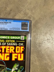 Special Marvel Edition 15 cgc 9.8 1st Shang-chi Marvel 1973 Master Of Kung Fu