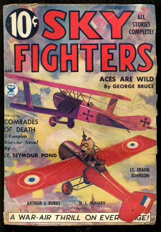 SKY FIGHTERS 3/1935-AIR WAR PULPS-WWI-BI-PLANE-good/vg