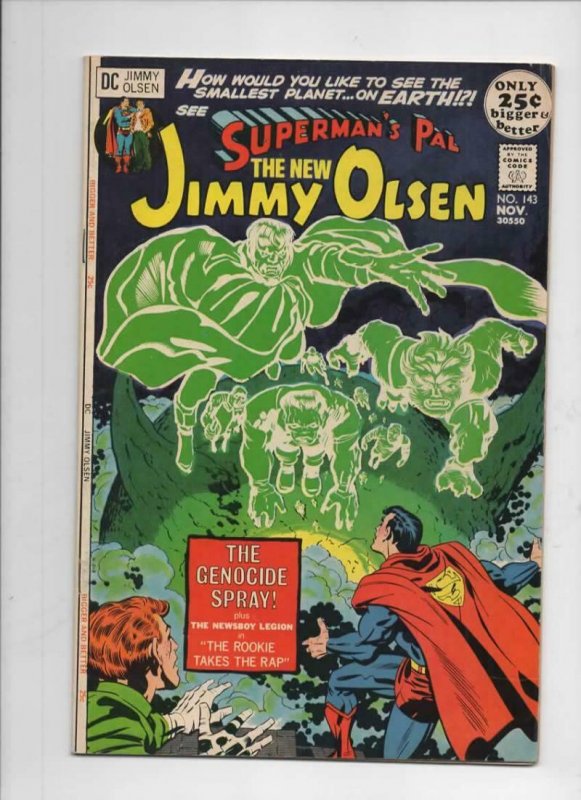 SUPERMAN'S PAL JIMMY OLSEN #143, VF+, Jack Kirby, Neal Adams Genocide Spray 1971