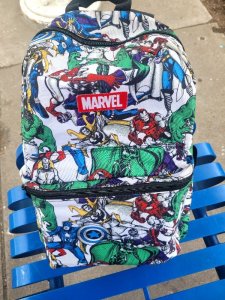 marvel white backpack w various characters