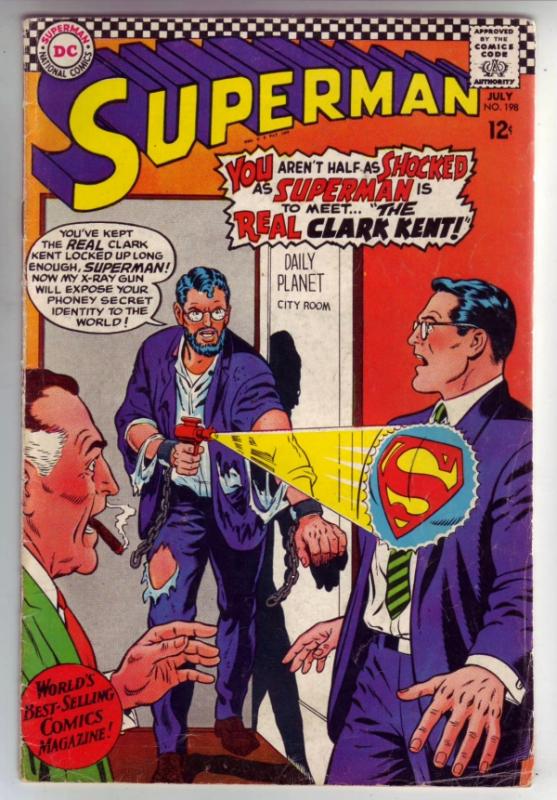 Superman #198 (Jul-67) FN Mid-Grade Superman, Jimmy Olsen,Lois Lane, Lana Lan...