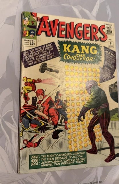 Avengers #8, 1st appearance of Kang the Conqueror, 1964, see description
