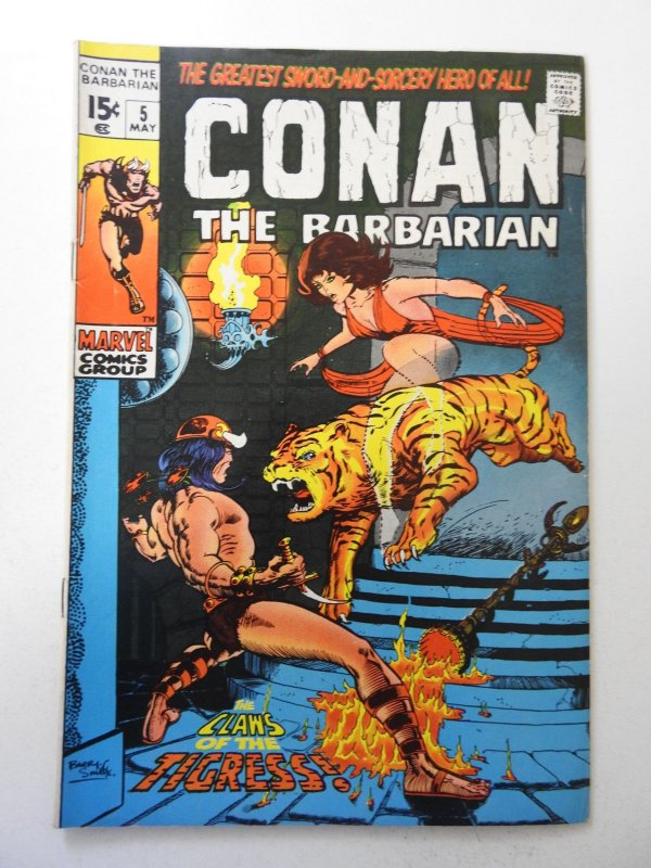 Conan the Barbarian #5 (1971) VG+ Condition centerfold detached bottom staple