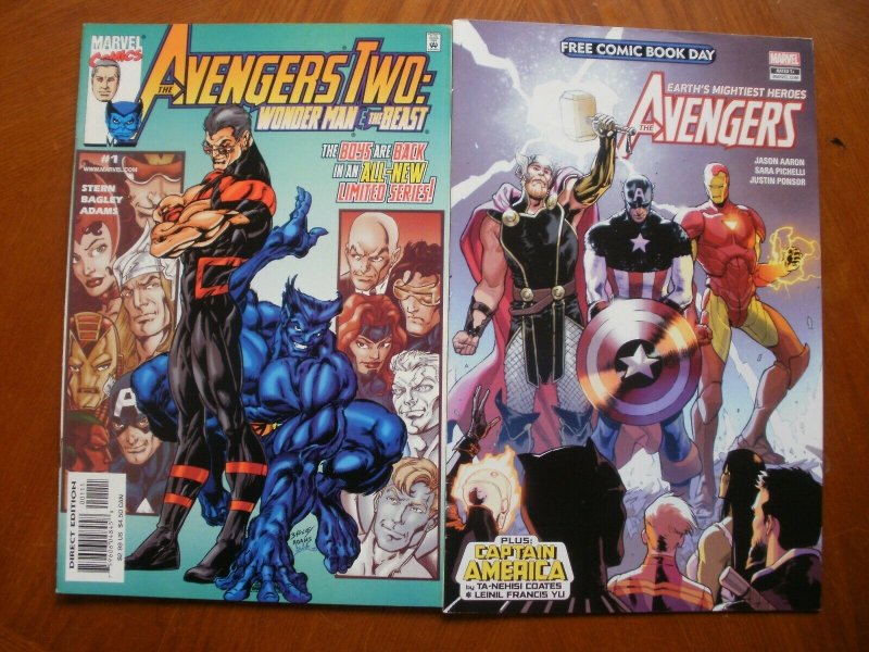 2 Near-Mint Marvel Comic: AVENGERS TWO: WONDER MAN & BEAST + AVENGERS FCBD Issue