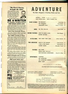 Adventure 4/1954-Popular-pulp-Arthur C Clarke-crime-sci-fi-FN 