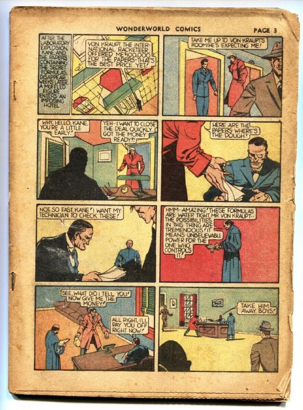 WONDERWORLD #8-THE FLAME-YARKO-DR. FUNG-1939 bargain copy