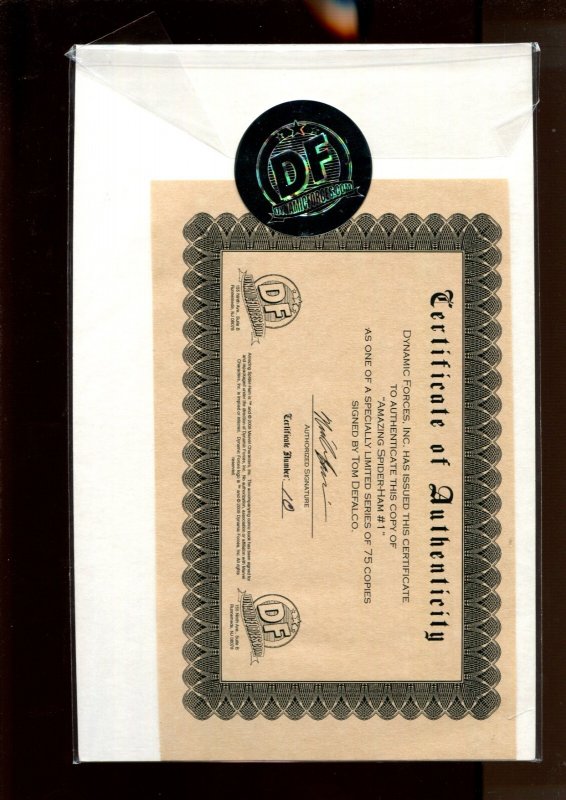 Amazing Spider-Ham #1 - 10/75 SIGNED BY TOM DEFALCO W/COA! (9.0/9.2) 2010