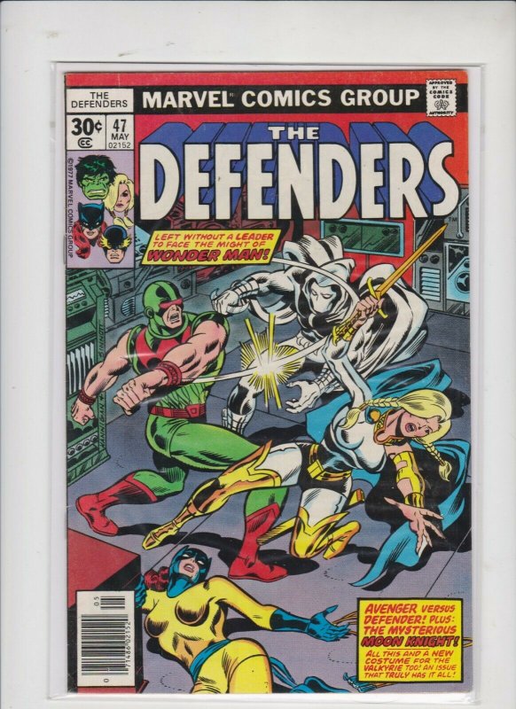 THE DEFENDERS #47 1977 MARVEL, EARLY MOON KNIGHT, MED+,- CONDITION, NEWSSTAND