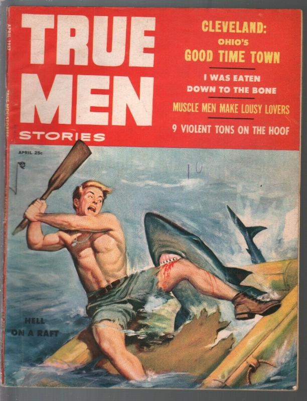 True Men #4 4/1957-shark attack-flesh eating ants-hardboiled pulp-VG