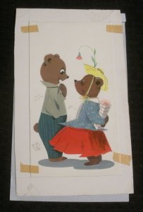 HAPPY BIRTHDAY Cute Teddy Bear Couple 5x8 Greeting Card Art #7166 