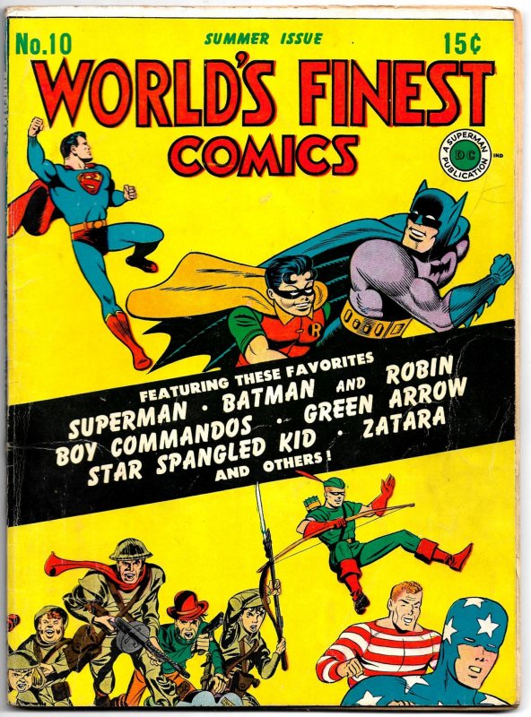 WORLD'S FINEST COMICS #10 (Summer1943) 6.0 FN Superman & Batman! Simon & Kirby!