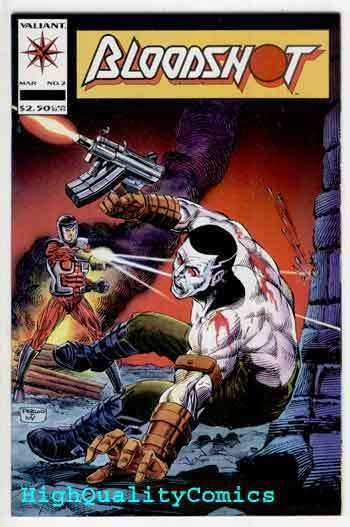 BLOODSHOT #2, NM+, Valiant, 1993, X-O Man of War, Guns fight, more in store