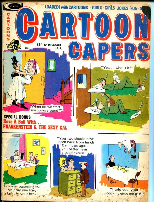 Cartoon Capers  1/1974-Marvel-spicy cartoons-gags-full size format-Pussycat-G/VG