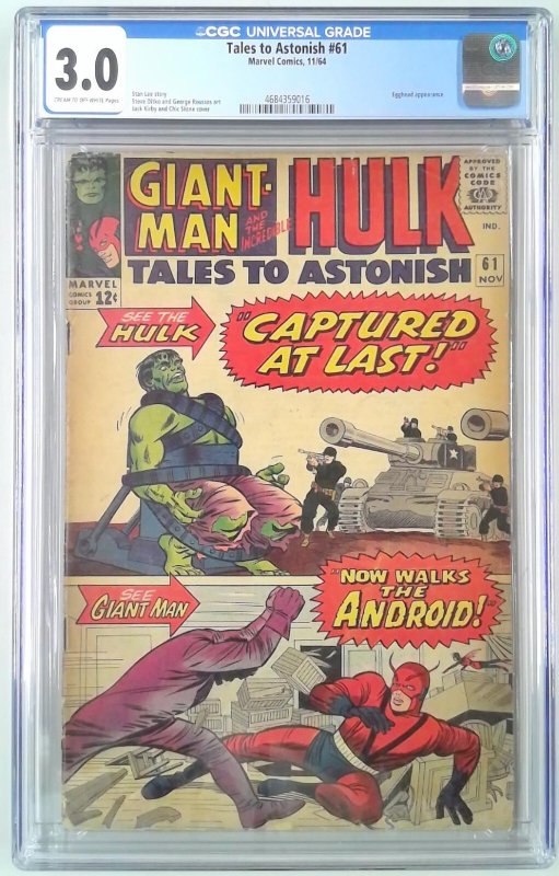 TALES TO ASTONISH (1959) #61 CGC 3.0 FIRST APPEARANCE MAJOR GLENN TALBOT (SLA...