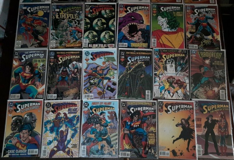 22 Lbs of 1990s & Later Superman DC comic books 117 bagged & boarded duplicates 