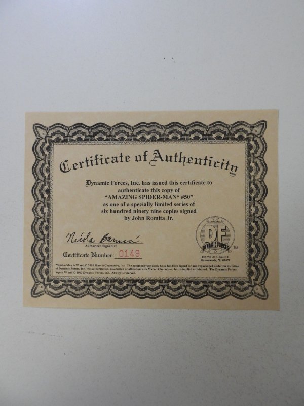 The Amazing Spider-Man #50 Dynamic Forces w/cert Signed by John Romita Jr. VF-