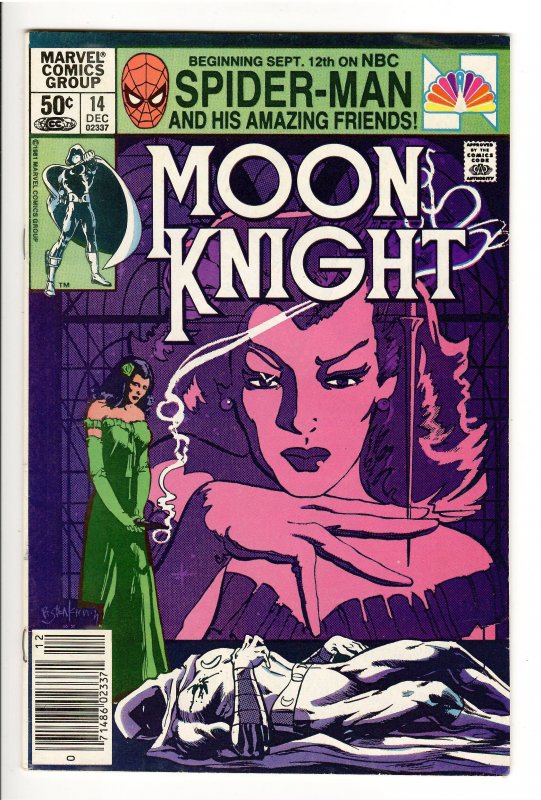 MOON KNIGHT 14 VF+ 8.5 ct 1st APP.STAINED GLASS SCARLET!;MCU DISNEY + MARCH 30