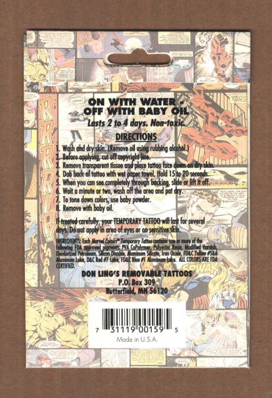 Wolverine 1993 Temporary Tattoos Sealed Brand New Jim Lee