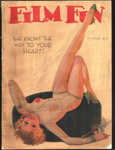 Film Fun 10/1933-Pin-up girl cover-Gags-jokes-comics-movie star pix-Jean Harl...