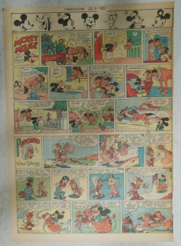 Mickey Mouse Sunday Page by Walt Disney from 7/8/1945 Tabloid Page Size