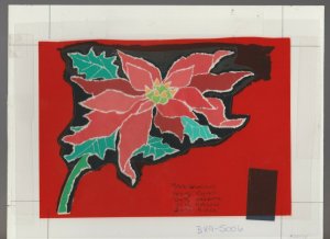 CHRISTMAS Cut-Paper Poinsettia 10x7.5 Greeting Card Art #5006 with 15 Cards